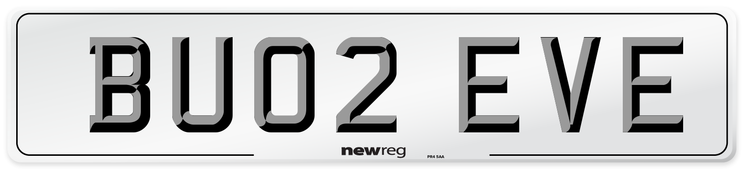 BU02 EVE Number Plate from New Reg